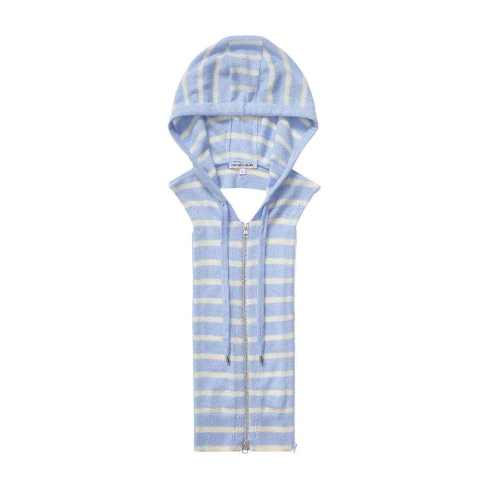 VERONICA BEARD Cashmere Hoodie Dickey in Bluebell & Ivory
